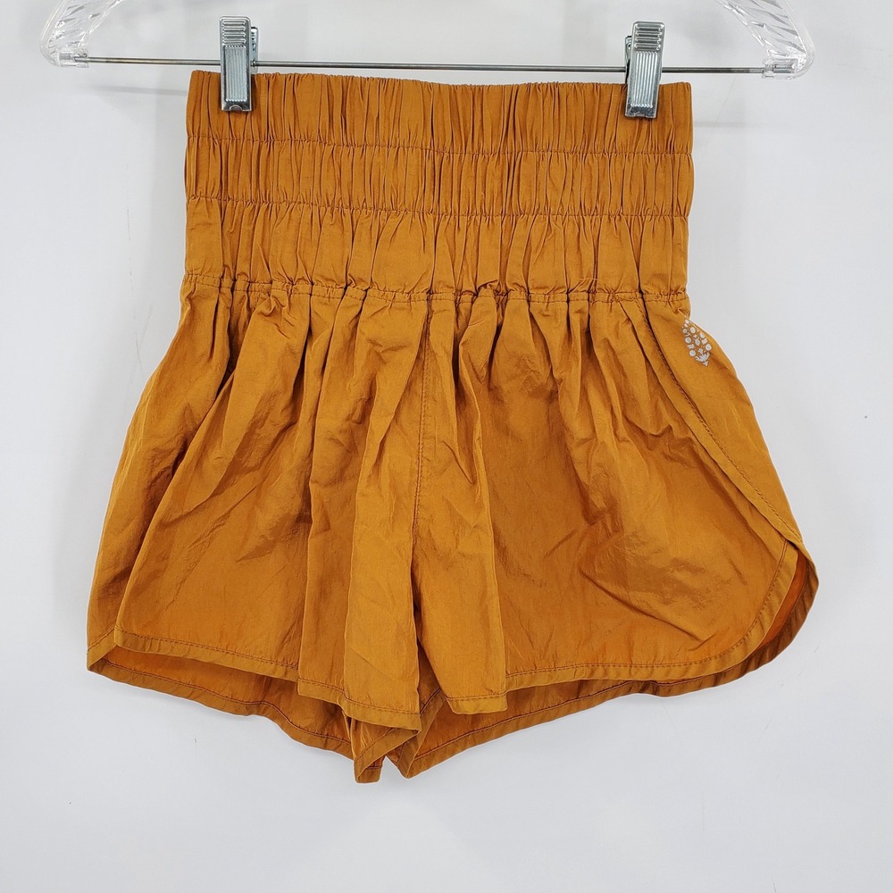 Free People Movement FP The Way Home Shorts Orange Smocked High Waist Small